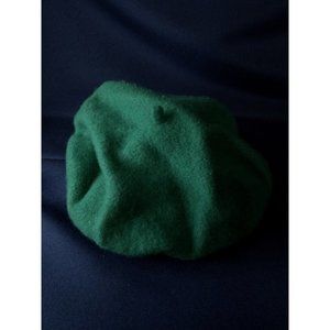 Vintage Green Wool Beret Hat 18"‎ Fit